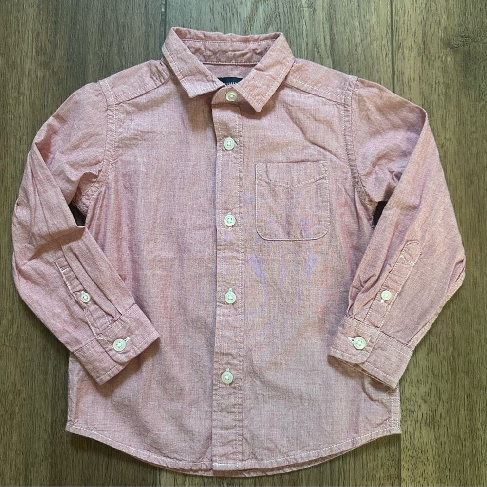 Children’s Place Boy’s Button Down Shirt, Light Red Heathered, 2T